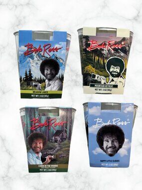 NWT | BOB ROSS Scented Candle Set of 4 | Novelty Pop Culture Gift | 3 oz Each